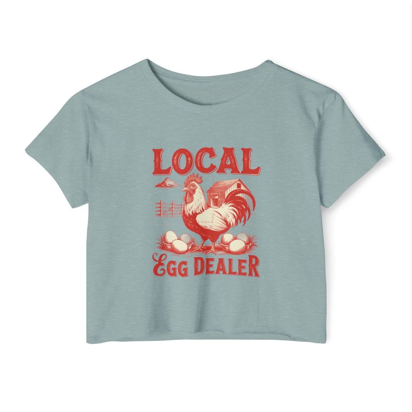 Crop Top - Funny Local Egg Dealer with Chicken Graphic Design