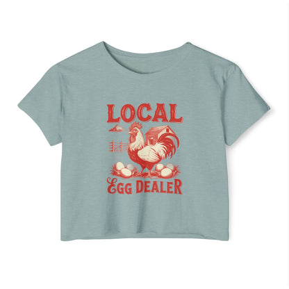 Crop Top - Funny Local Egg Dealer with Chicken Graphic Design