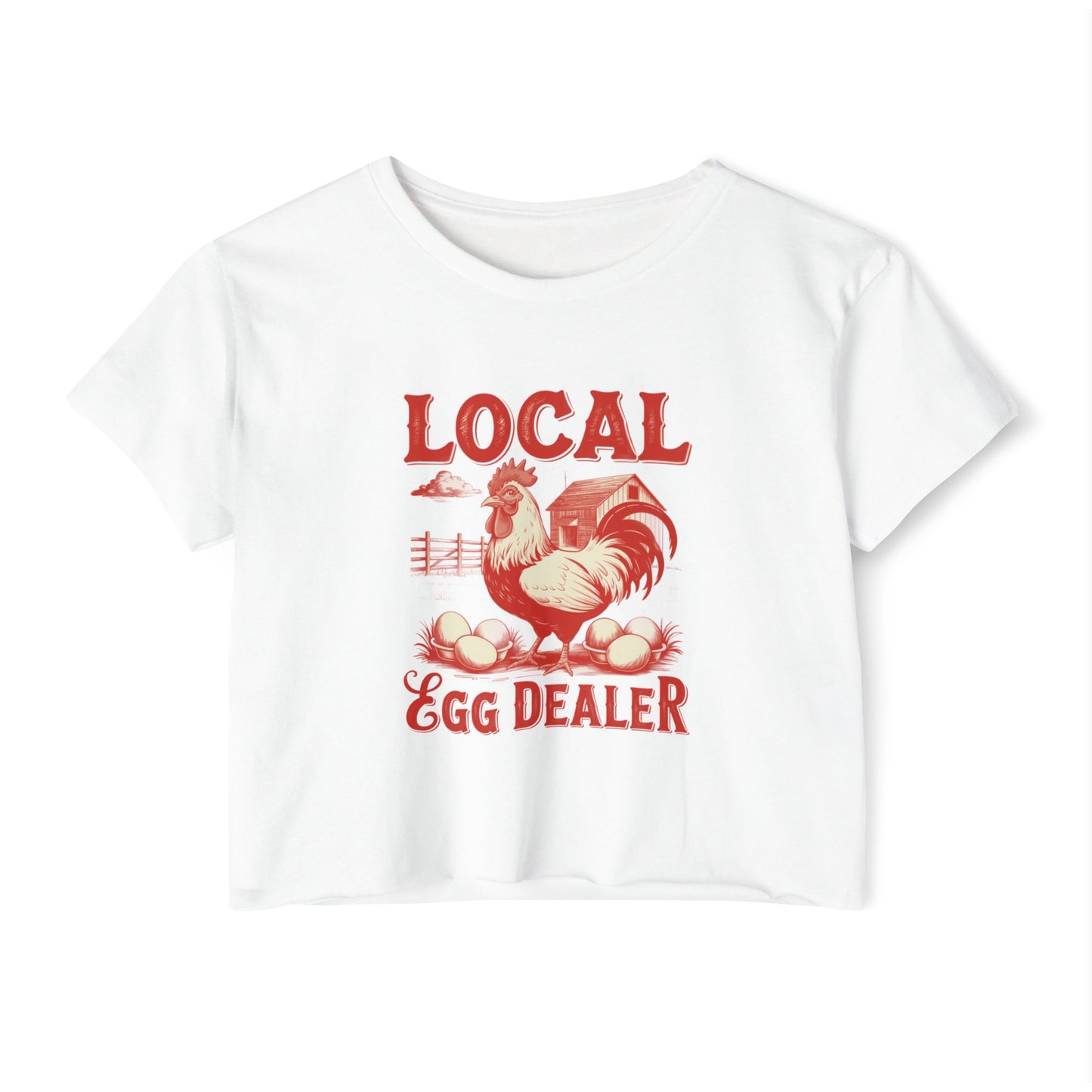 Crop Top - Funny Local Egg Dealer with Chicken Graphic Design
