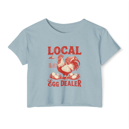 Crop Top - Funny Local Egg Dealer with Chicken Graphic Design