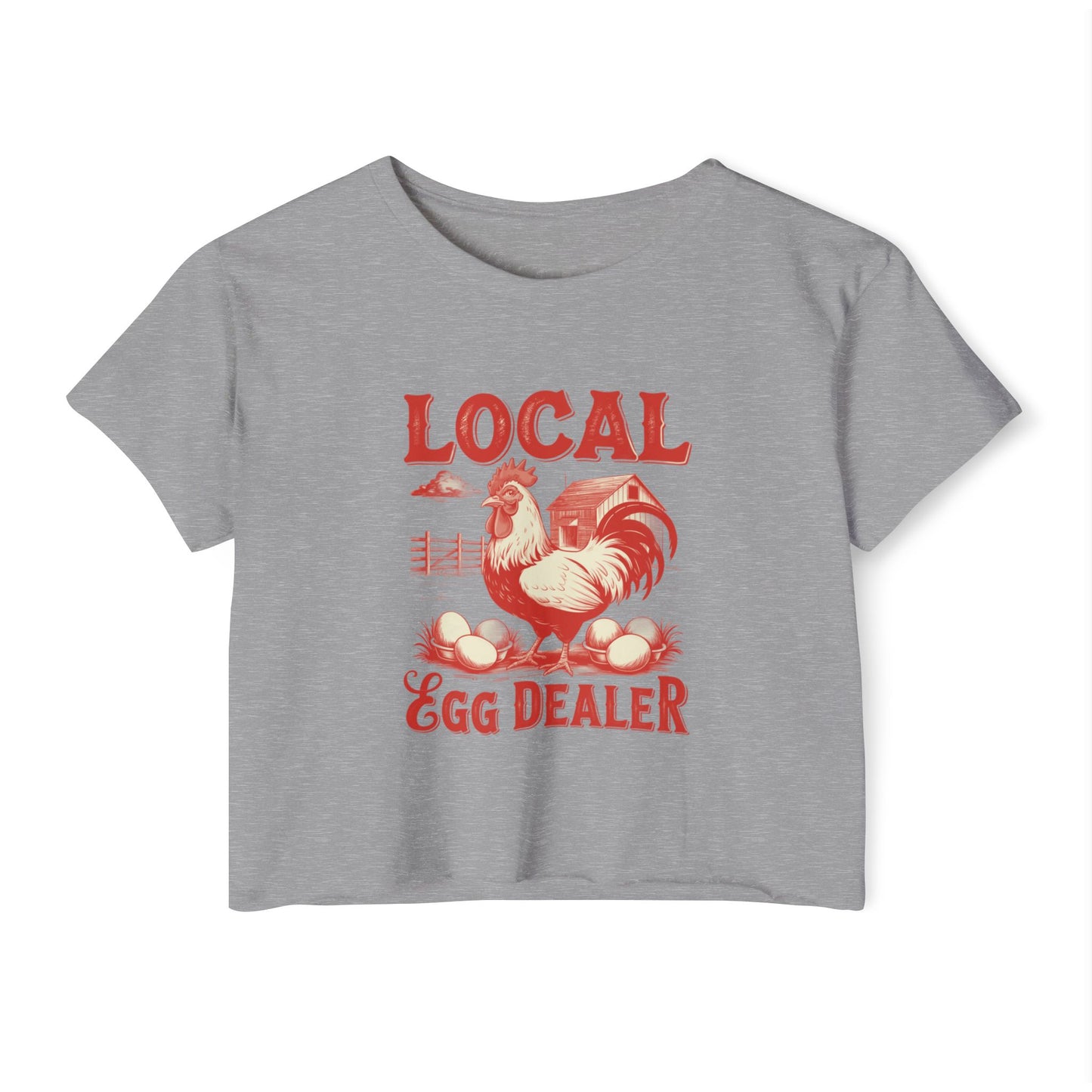 Crop Top - Funny Local Egg Dealer with Chicken Graphic Design
