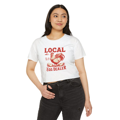 Crop Top - Funny Local Egg Dealer with Chicken Graphic Design